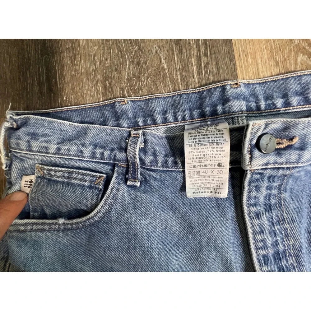 Carhartt Jeans Mens 40x30 Blue FRB160 DNM Flame Resistant Relaxed Fit Workwear‎